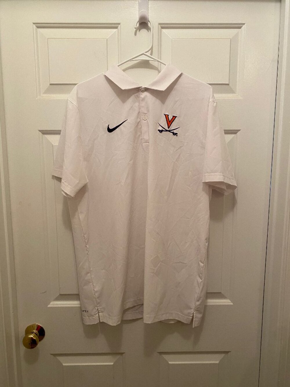 Nike Virginia UVA Cavaliers Football Team Issued White Pullover Polo Shirt Large